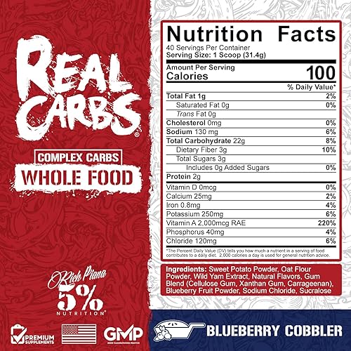 Miniatura 6 de Rich Piana 5 Nutrition - Carbohidratos de carbono reales con complejo alimentario real energía baja glucémica de larga duración para comidas de