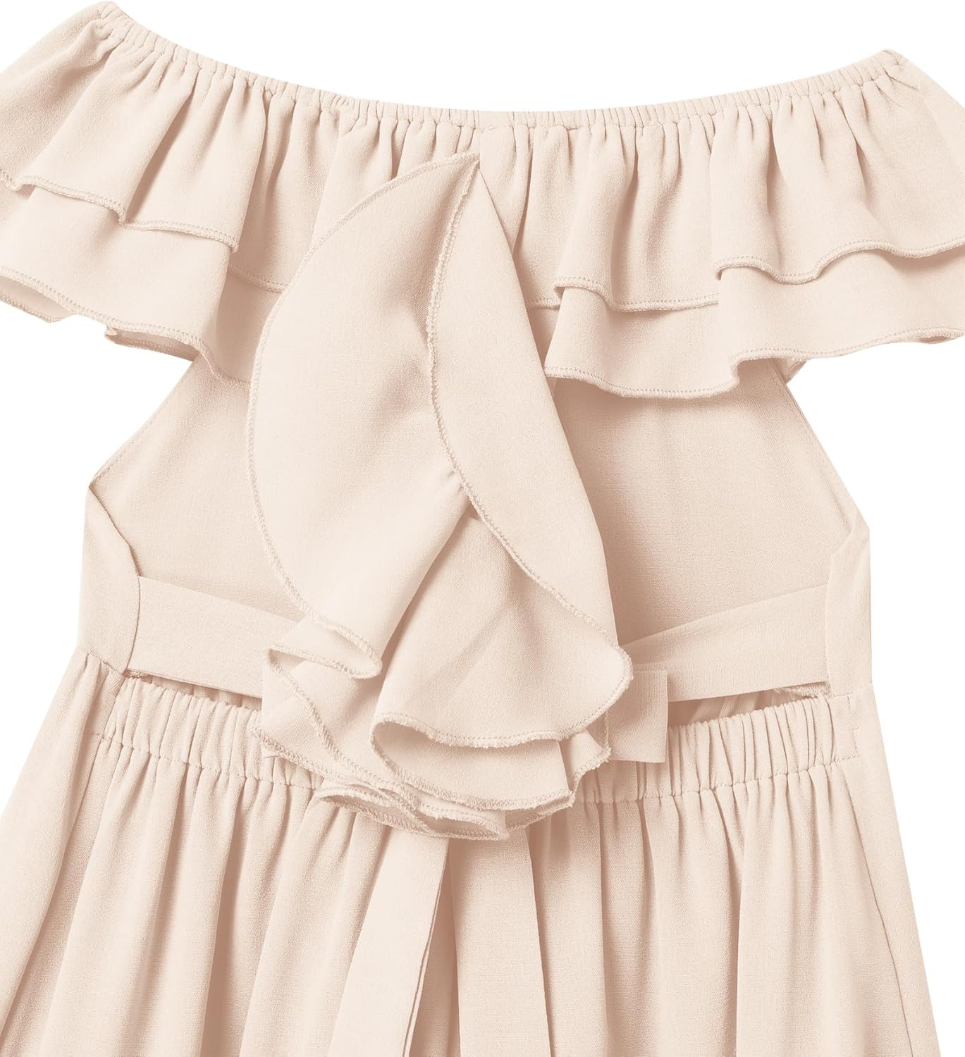 AWIBMK Mother Daughter Matching Boho Mommy and Me Dress Summer Casual Off Shoulder Smocked Tiered A-Line Maxi Dress