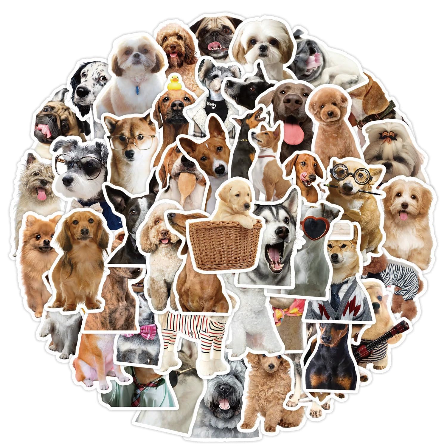 NIDHFG 200 Dog Graffiti Stickers, Cute Dog Patterns, Diy Hand Account Collage Materials, Suitable For Decorating Mobile Phone Cases, Water Cups, And Suitcases.