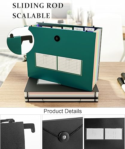 Miniatura 5 de Oterri Carpetas colgantes de plástico, carpetas colgantes expandibles para tamaño carta, organizador de archivos de acordeón con gran capacidad,