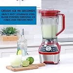 Kenmore Countertop Blender – Electric Mixer for Smoothies, Ice Crush & Pulse Function, Heavy Duty Tritan plastic Pitcher Mixer With 6 Speed, Kitchen Appliance, Dishwasher-Safe Jar, Red
