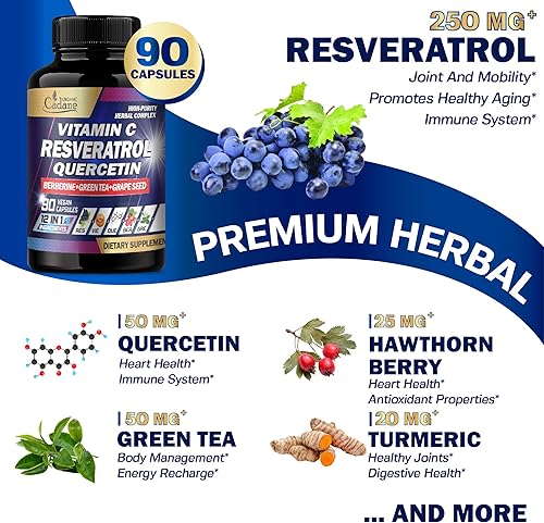 Miniatura 6 de Suplemento de resveratrol 12065mg  Envejecimiento saludable, promueve el sistema inmunológico, el refuerzo cerebral y el apoyo articular  12 en 1