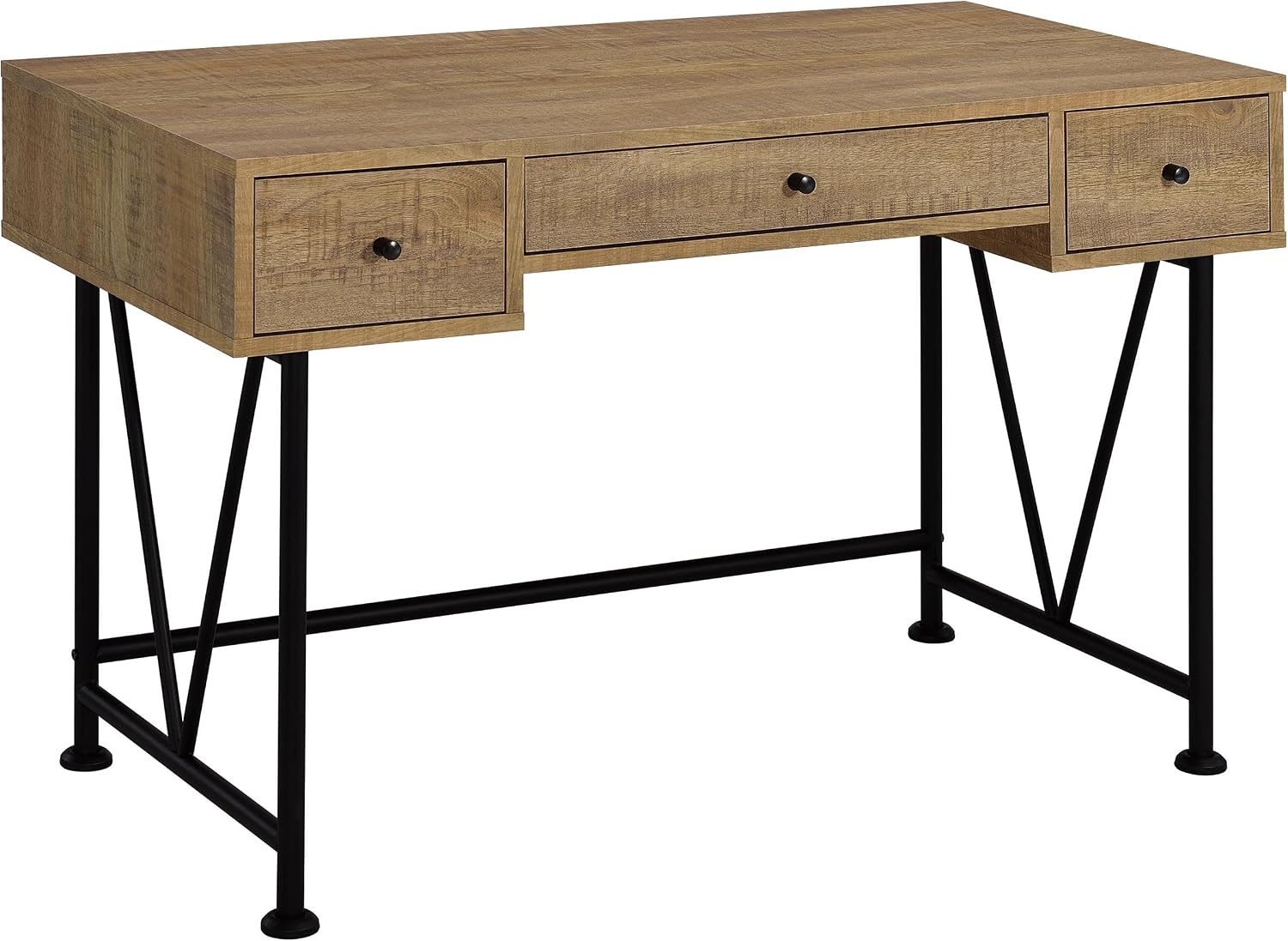 Coaster Home Furnishings - Analiese - Wood - 3-Drawer Writing Desk with Metal Legs, and V-Bracing Profile - Home Office - 47-Inch - Mango - 802001