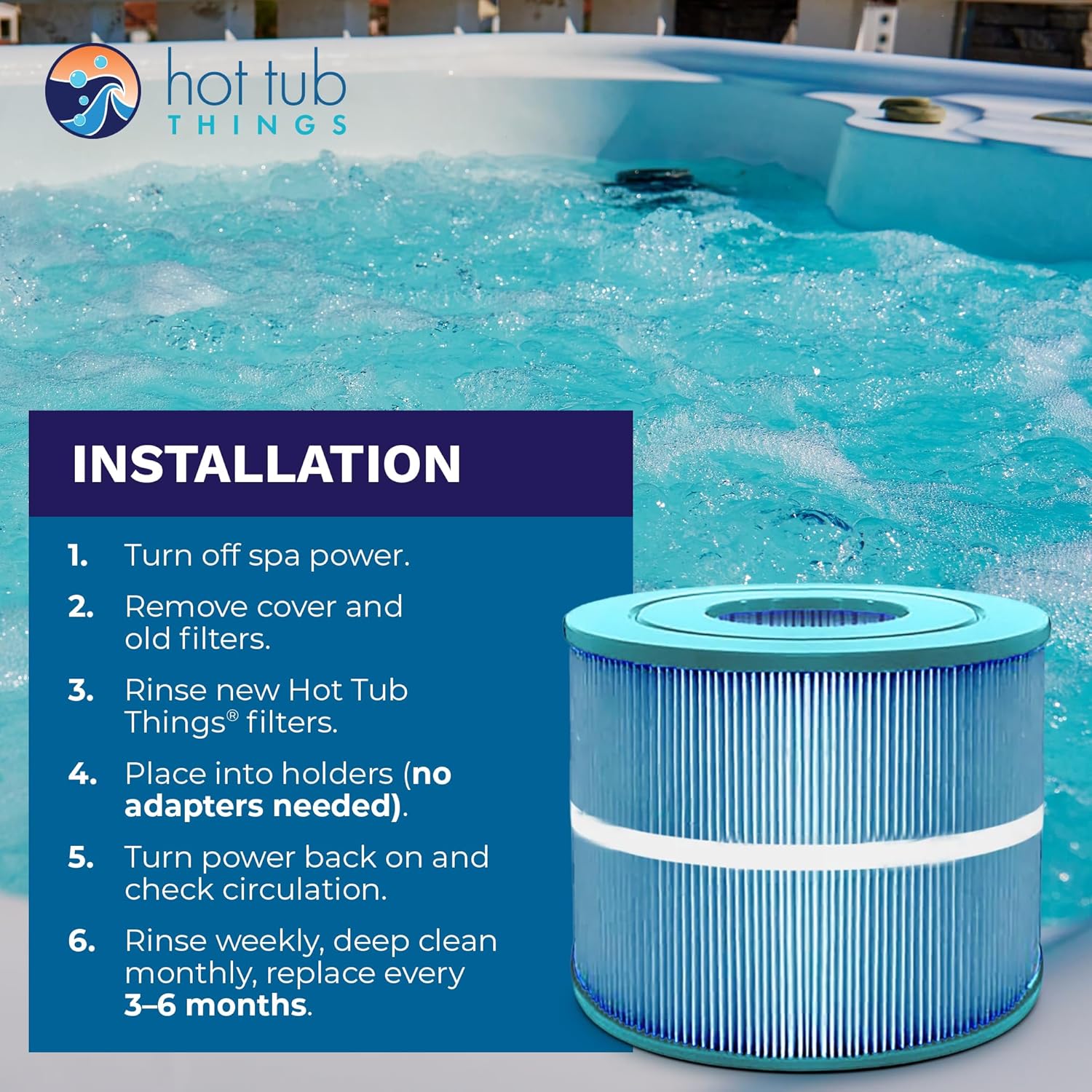 Spa Filter Cartridges – Compatible with Bullfrog® 10-00281, Pleatco PBF17 PBF17-M, Wellspring 18 Coreless – Hot Tub Filters for Swim and Inflatable Spas, Jacuzzi, SaluSpa - 2-Pack - Image 5