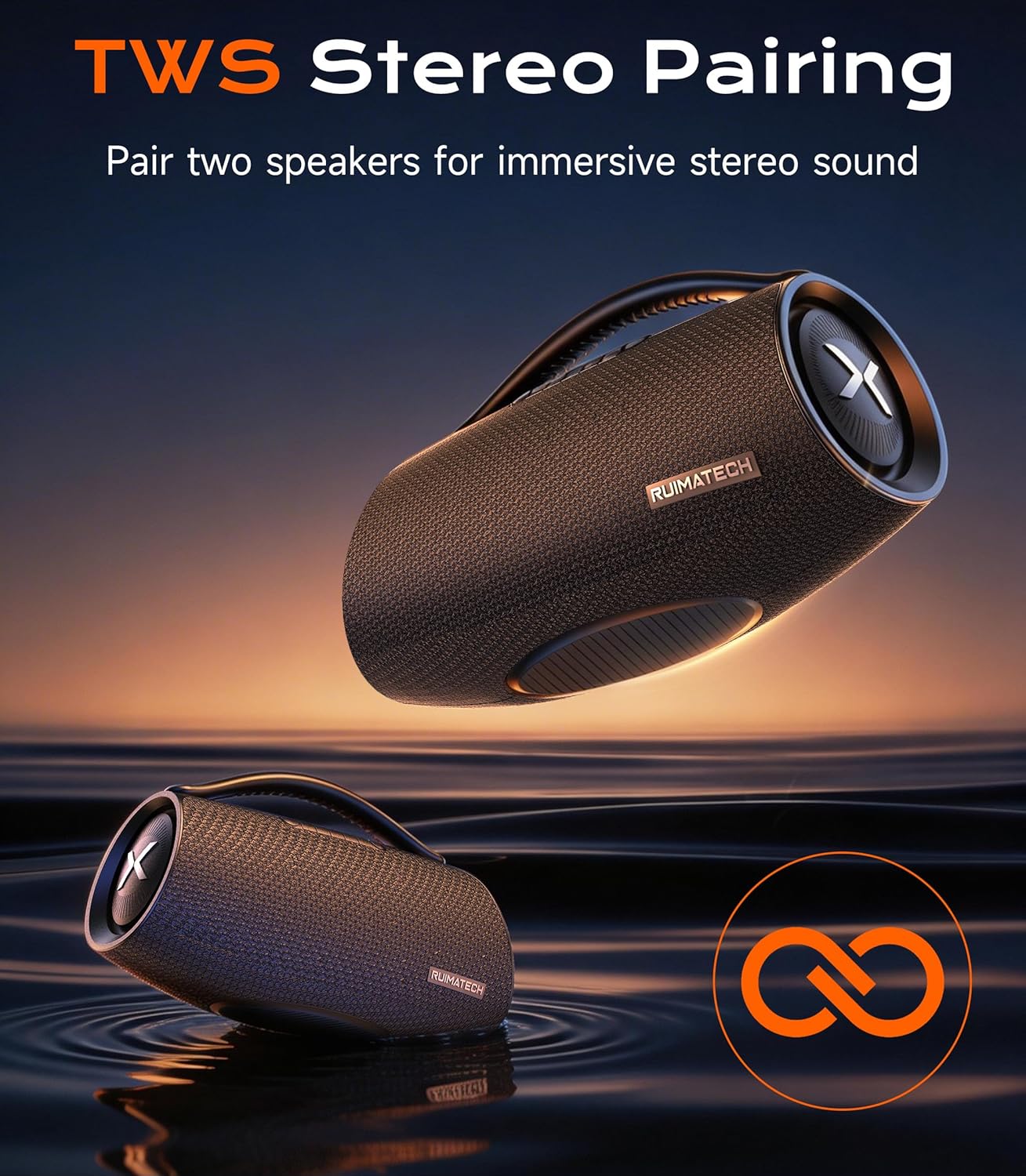 300W Peak Bluetooth Boombox Speaker, Big Powerful Sound with Deep Bass, 3-Way Audio System, TWS, IPX6 Waterproof for Outdoor Party & Home Entertainment