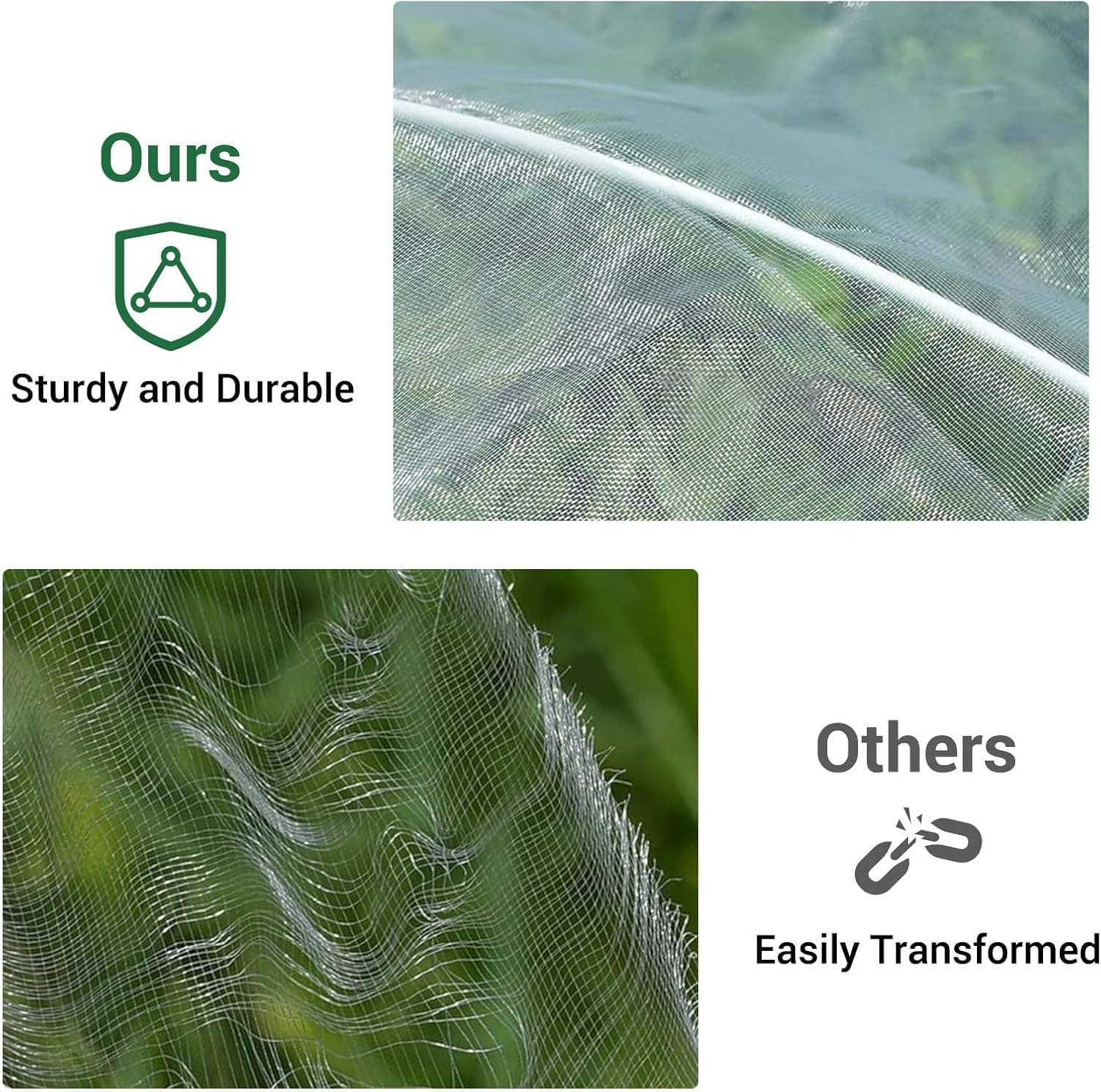 Jojoka 2 Roll Garden Mesh Netting Barrier, 10x33 Ft & 10x50 Ft Reusable Plant Protection Netting, White Garden Net for Vegetables, Fruit Trees, Blueberry Bushes, Vines, Row Cover, Plant Protector