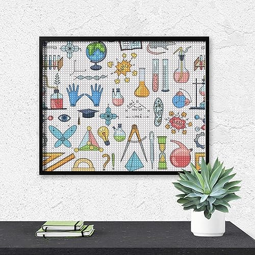 Miniatura 5 de Elementos de ciencia o química 5D, kits de pintura de diamantes de perforación completa, arte para decoración de pared del hogar, para adultos,