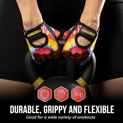 Miniatura 6 de Contraband Pink Label 5347 Guantes de entrenamiento de diseñador para mujer  Estampado de teñido anudado con palma de silicona Grip-Lock