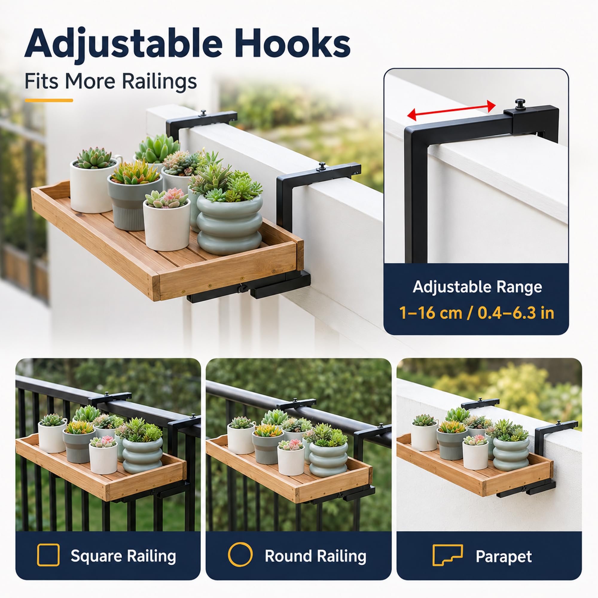JSWHYBD Mesa de Balcón Colgante Plegable Ajustable para Barandilla