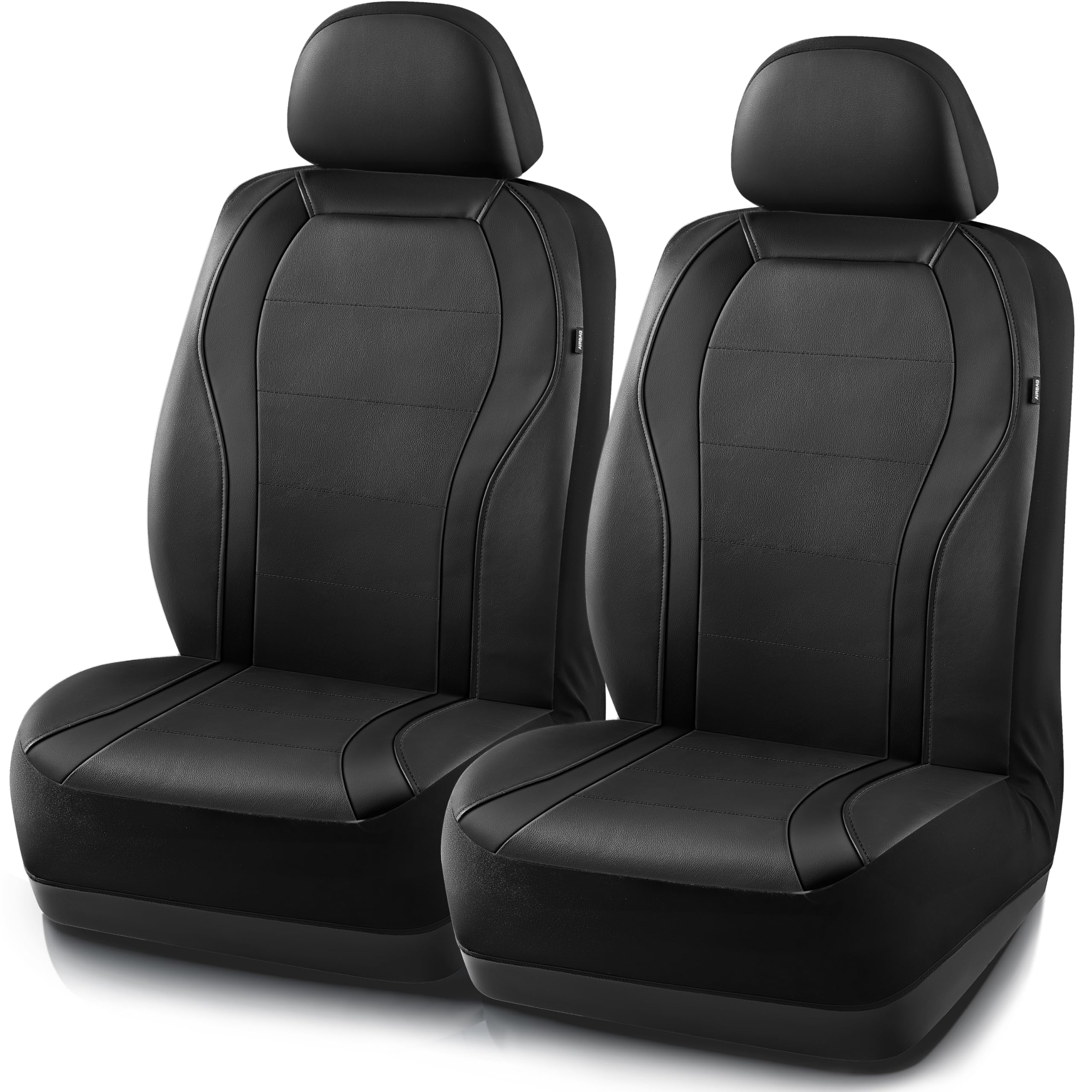 Sponsored Ad - PIC AUTO Leather Car Seat Covers, Premium Automotive Waterproof Two Front Bucket Seat Protectors, Black and Black PVC Patchwork, Fits Cars, Trucks, Vans, SUVs, Airbag Compatible