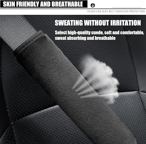 Miniatura 5 de gunhunt 2 almohadillas para cinturón de seguridad de automóvil, 9.7 x 2.5 pulgadas, felpa suave, absorbente del sudor y transpirable, alivia la