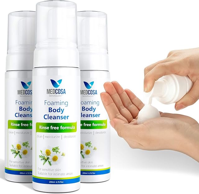 No Water Body Wash by Medcosa | Full Body Cleansing Foam for Adults and Elderly Care | Rinse Free | Waterless Body Wash for People | Wipe away Cleanser, Pack of 3