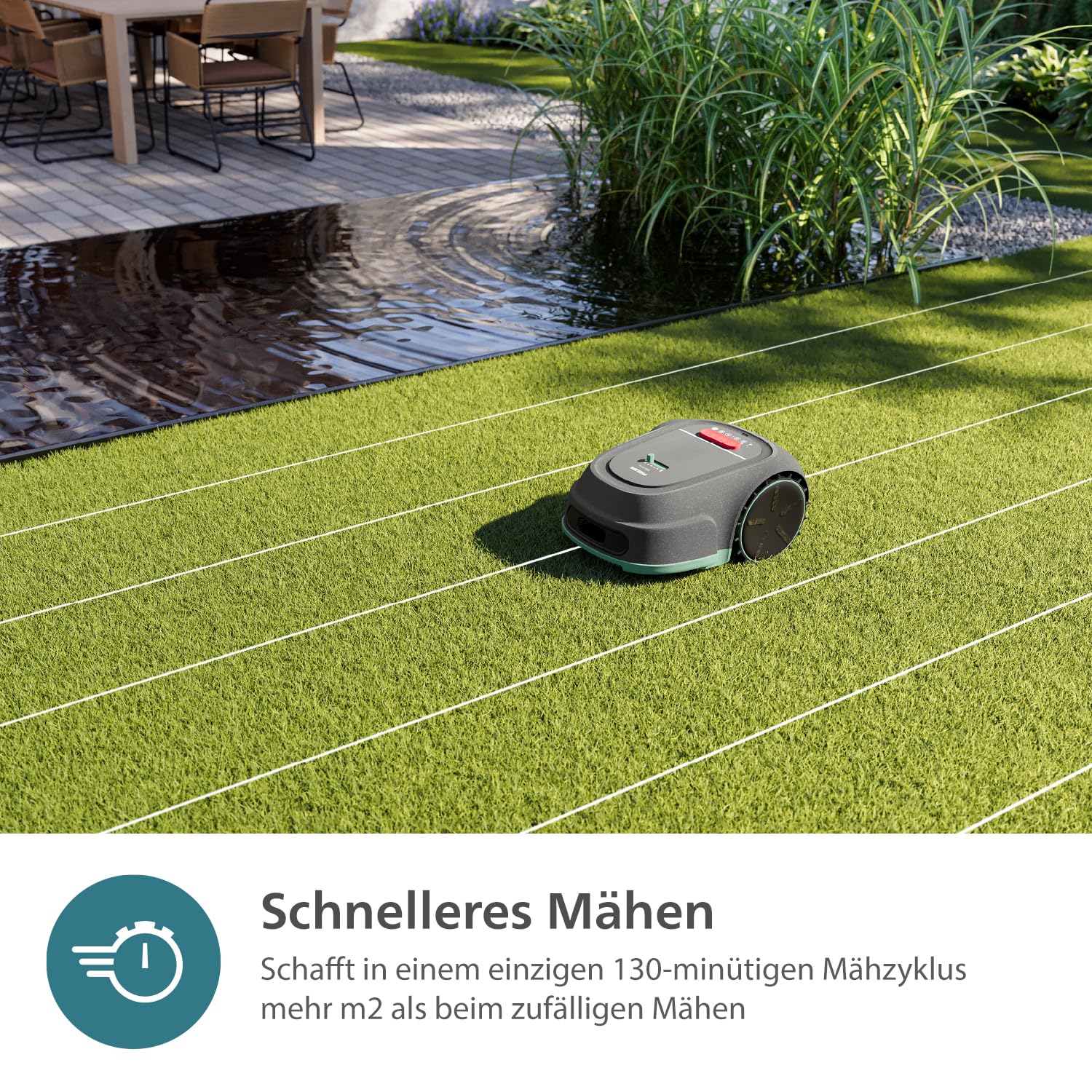 Philips Rasenmähroboter 3000 Serie - Cross-Mowing, GPS-Kartierung, Intelligentes Mähen, schnelleres Mähen, Hangtauglichkeit, Homerun-App, Regensensor-Technologie, Kalkstein Grau (RSL3000/10)