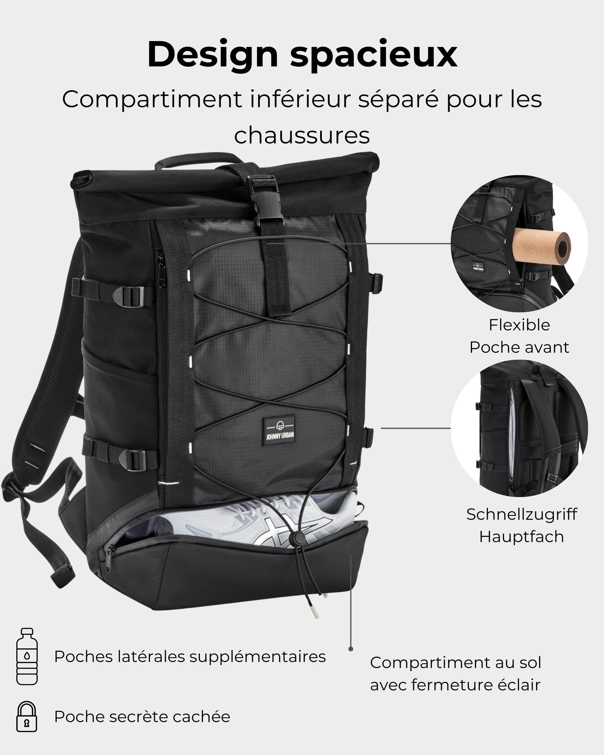 Johnny Urban Sac à Dos Homme Femme - Allen Large Move - Sac Ordinateur Portable Avec De Nombreux Compartiments - Pour Travail Voyage Loisirs Sport - Hydrofuge
