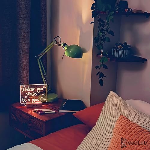 Miniatura 7 de Tablero de manifestación transparente de borrado en seco con soporte de madera iluminado para notas, 7.2 x 5.2 pulgadas, mini bloc de dibujo LED,