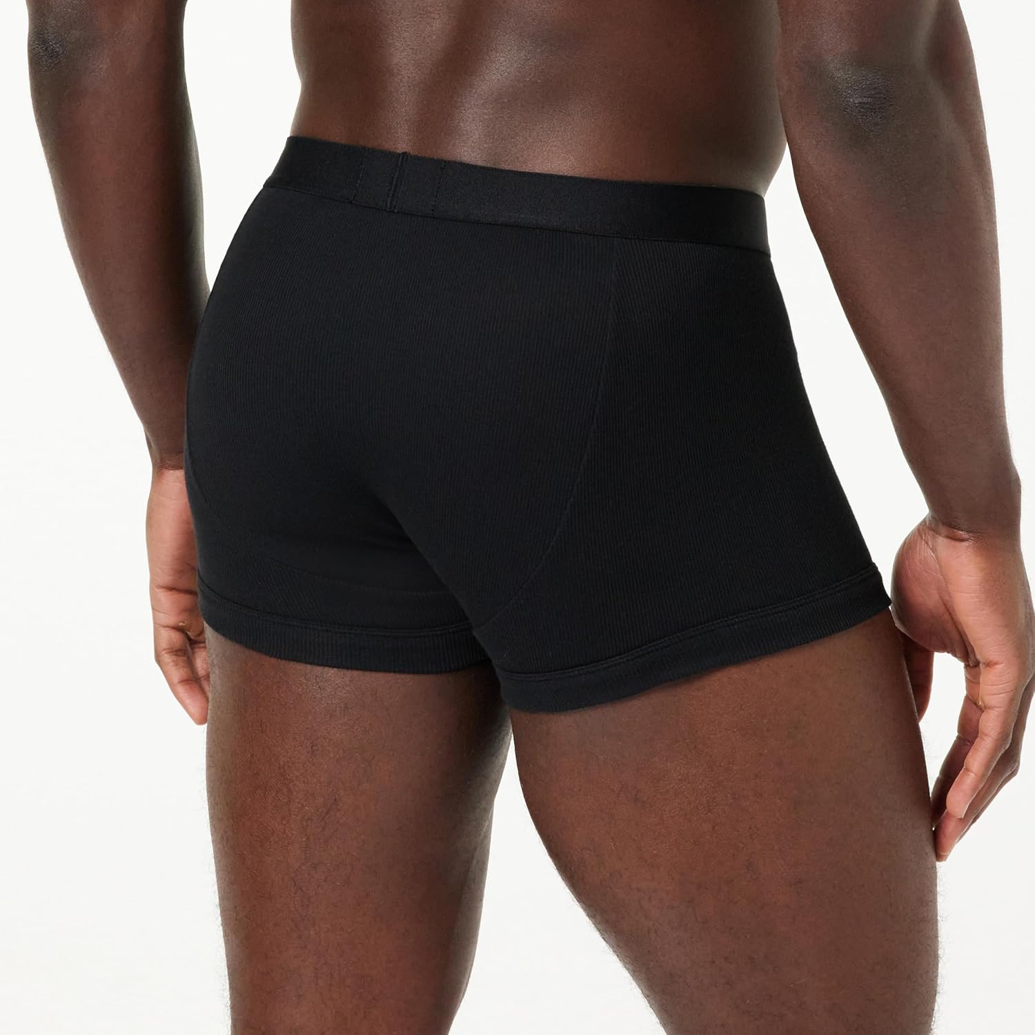 Emporio Armani Men's Ribbed Stretch Cotton 2 Pack Trunk, Black/Black, Medium