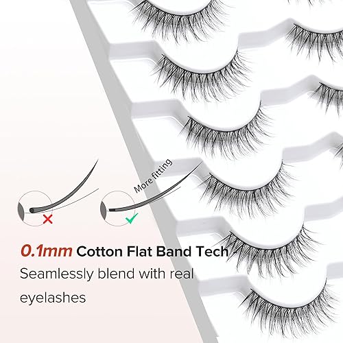Miniatura 2 de Pestañas postizas de aspecto natural, pestañas finas de 0.394 pulgadas, pestañas cortas de rizo C, pestañas de banda fina de 0.004 in, paquete de