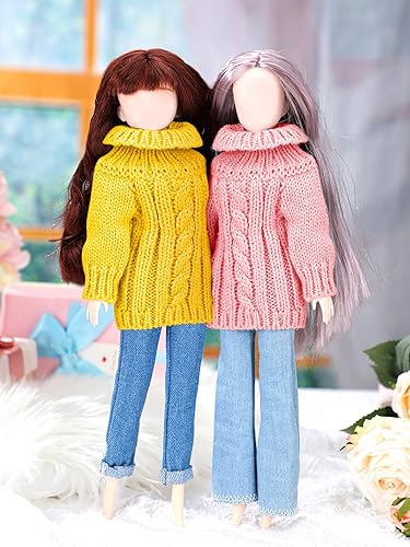Miniatura 4 de Bencailor 8 piezas de ropa de muñeca de 11.5 pulgadas, accesorios de muñeca de algodón, suéteres de elfo, pantalones de mezclilla, ropa regular para