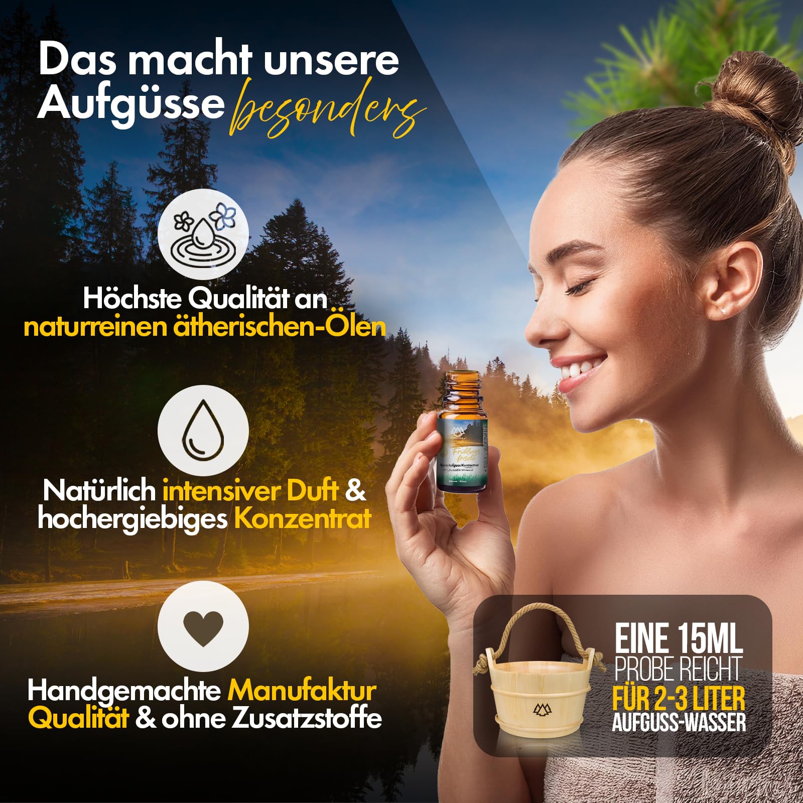 NORDHOLZ® Saunaaufguss Discovery Box 24x15ml Naturreine Ätherische Öle Sauna Aufgussmittel