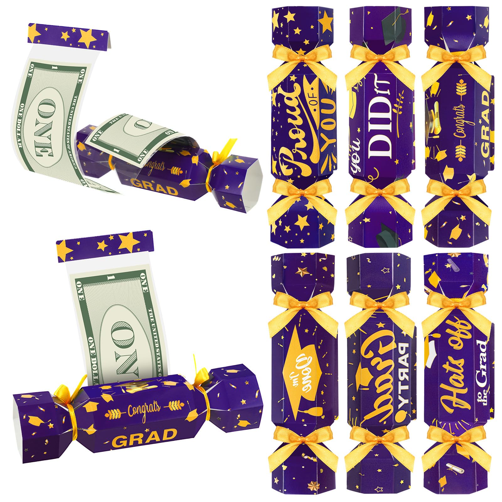 Motipuns 6 Pcs Graduation Surprise Money Pull out Pouch for Cash Gift, 2026 Money Holder Box Candy Funny Congrats Grad Party Gift DIY Kit for Women