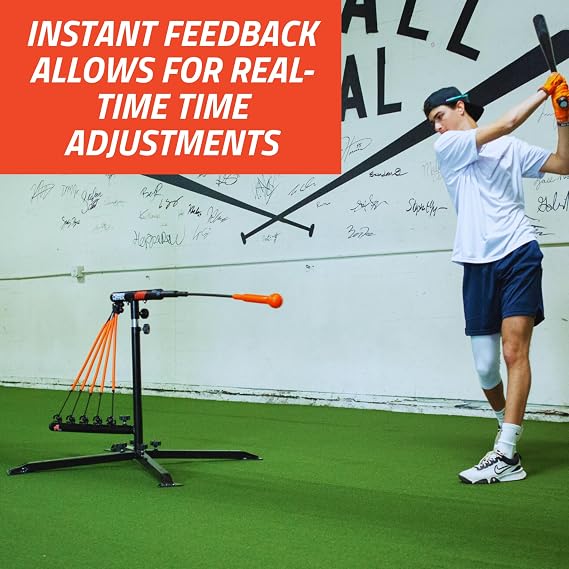 Anytime Baseball Power Hitter Baseball Swing Trainer for Baseball & Softball - Durable Baseball Training Equipment with High-Visibility Hitting Stick & Head - Carrying Case, Extra Bands & Stakes