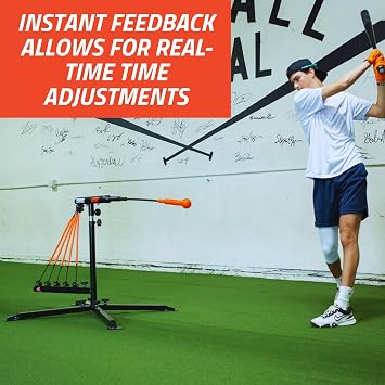 Anytime Baseball Power Hitter Baseball Swing Trainer for Baseball & Softball - Durable Baseball Training Equipment with High-Visibility Hitting Stick & Head - Carrying Case, Extra Bands & Stakes