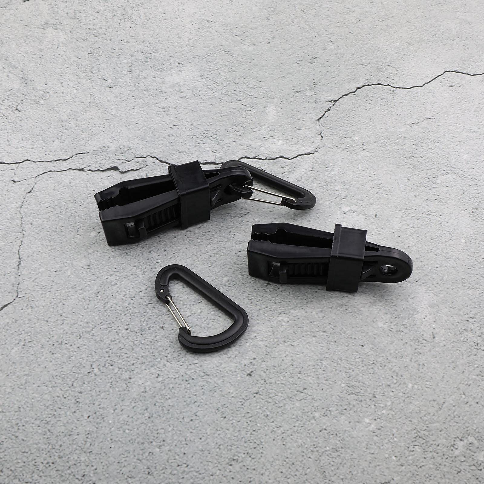 Planenclips Zeltclips Planenklemmen Autoabdeckungen Klammer mit 12er D-förmiger Karabiner 8,2 x 3,1 x 2 cm Schwarz Kunststoff