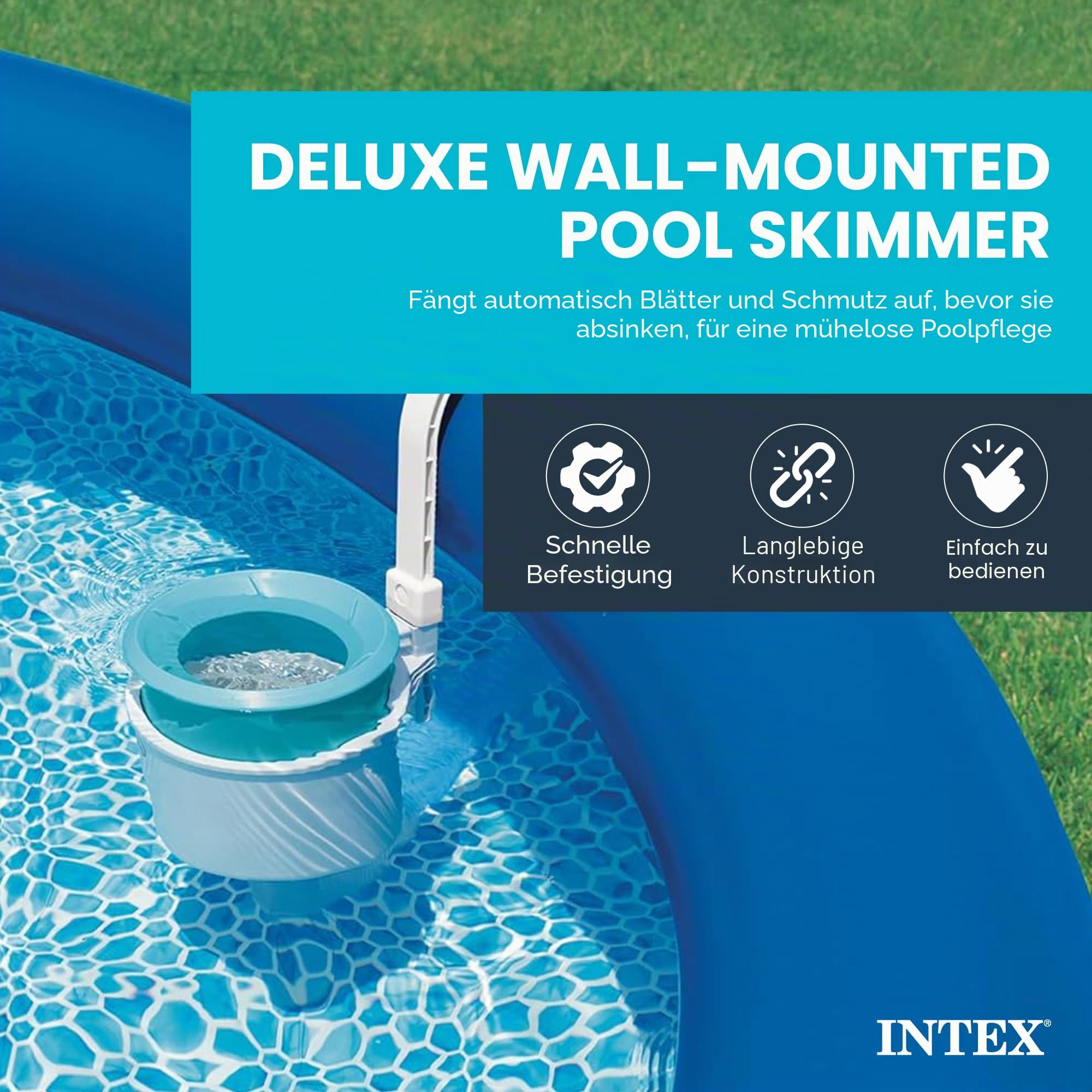 Intex Oberflächenskimmer - Deluxe Oberflächenskimmer zur Wandmontage - Hängeskimmer, 28000E, Grau, ‎20.96 x 24.13 x 33.02 cm