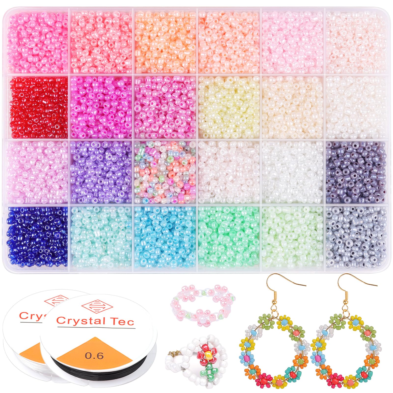 Prettme 3mm Seed Beads for Bracelet Making Kit, 9600pcs 8/0 Pastel Glass Beads for Jewellery Making, Friendship Bracelet Making, DIY Necklace Earrings Crafting and Gifts