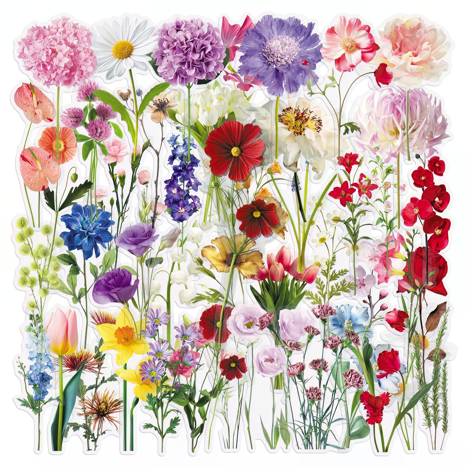 Autocollants floraux en vinyle imperméable esthétiques et stickers fleurs de jardin
