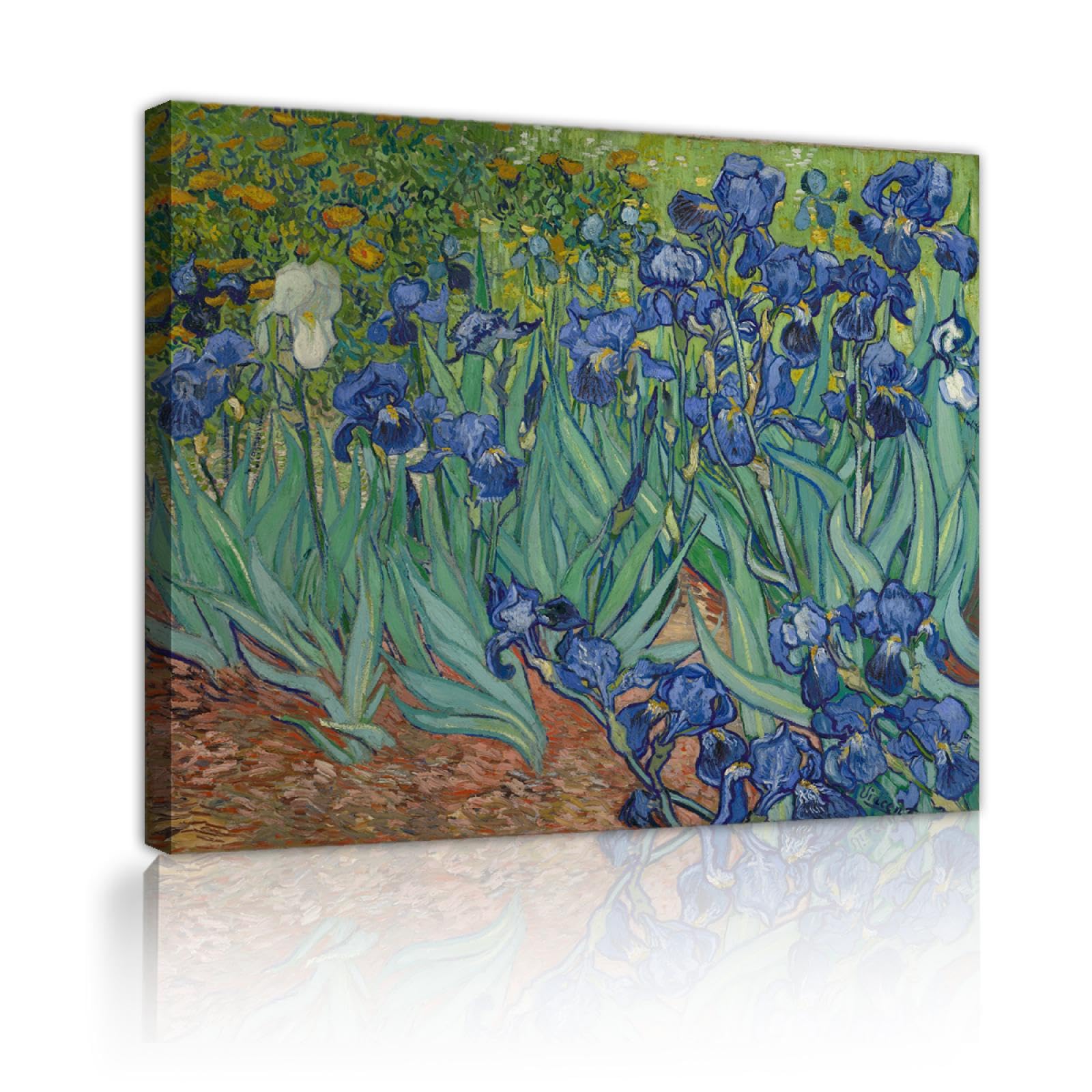 YUNART Van Gogh Wall Decor Blue Irises Canvas Wall Art Framed Canvas Prints Garden Impression Classic Canvas Art for Bedroom Decor 60x80cm Innerframe