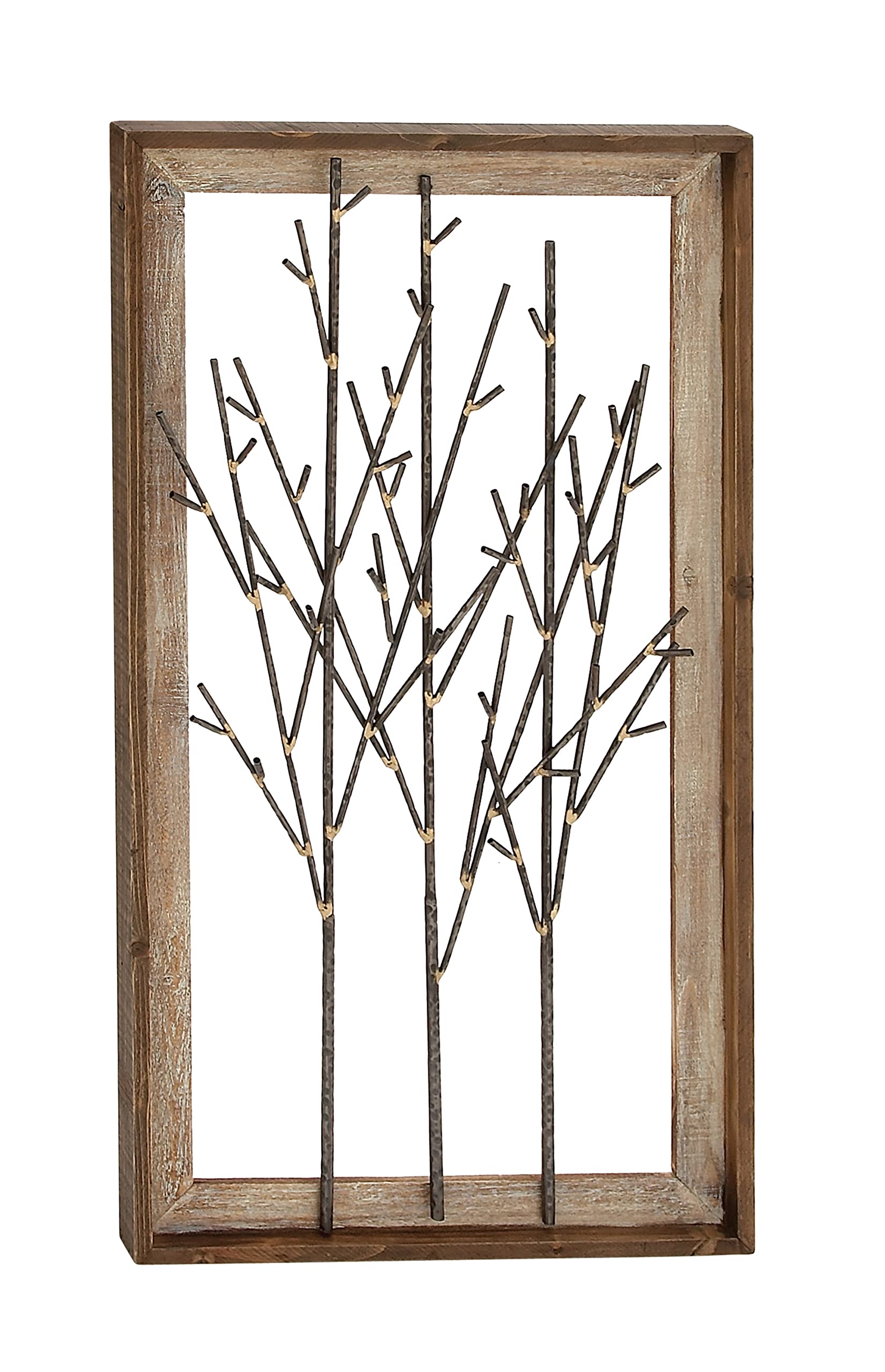 Deco 79 Contemporary Metal Nature Wall Decor, 20" x 2" x 36", Brown