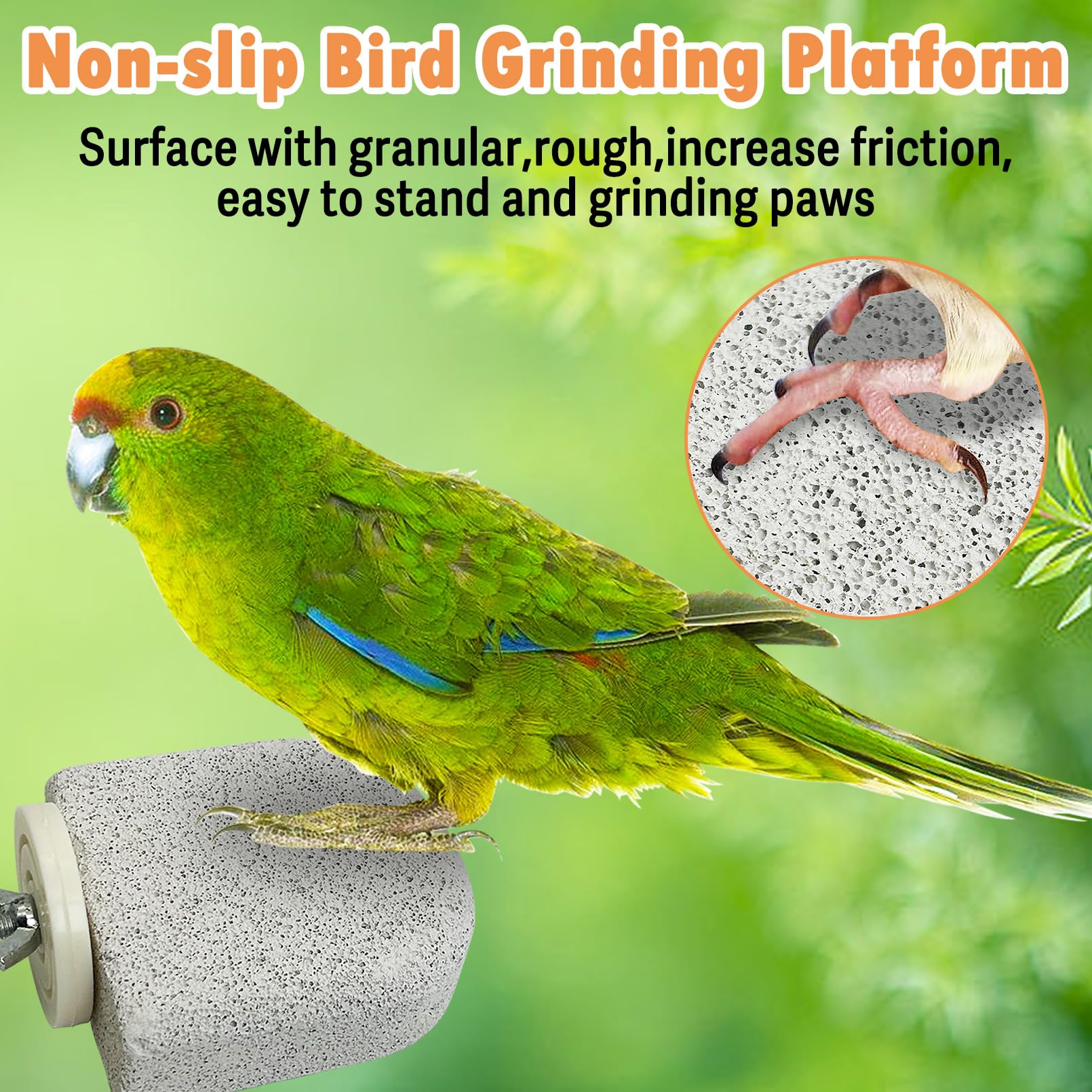 PINVNBY 4 PCS Bird Perch Stands Parrot Calcium Perch Beak Grinding Stone Foot Claws Trimmer Parakeet Platform Parrot Chewing Toys for Small Medium Cockatiel Conure Lovebird Finch
