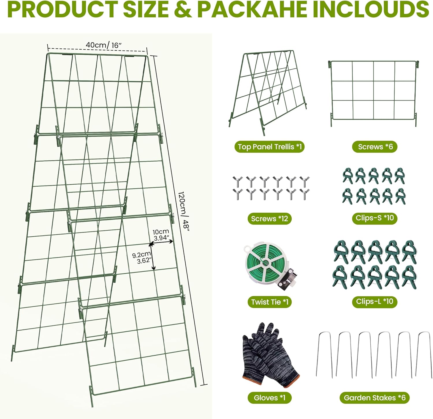 Heavy Duty Adjustable A-Frame Trellis for Climbing Plants,48"x16", Rust-Proof Metal Garden Trellis with Dense Grid, Ideal for Raised Beds, Cucumbers, Tomatoes, Beans, and Outdoor Vines (1 Pcs)