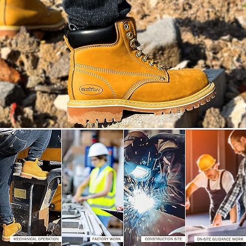 Miniatura 5 de glorysafe Botas de trabajo para hombre con puntera suave, impermeables y antideslizantes, botas de seguridad de 6 pulgadas para construcción, botas