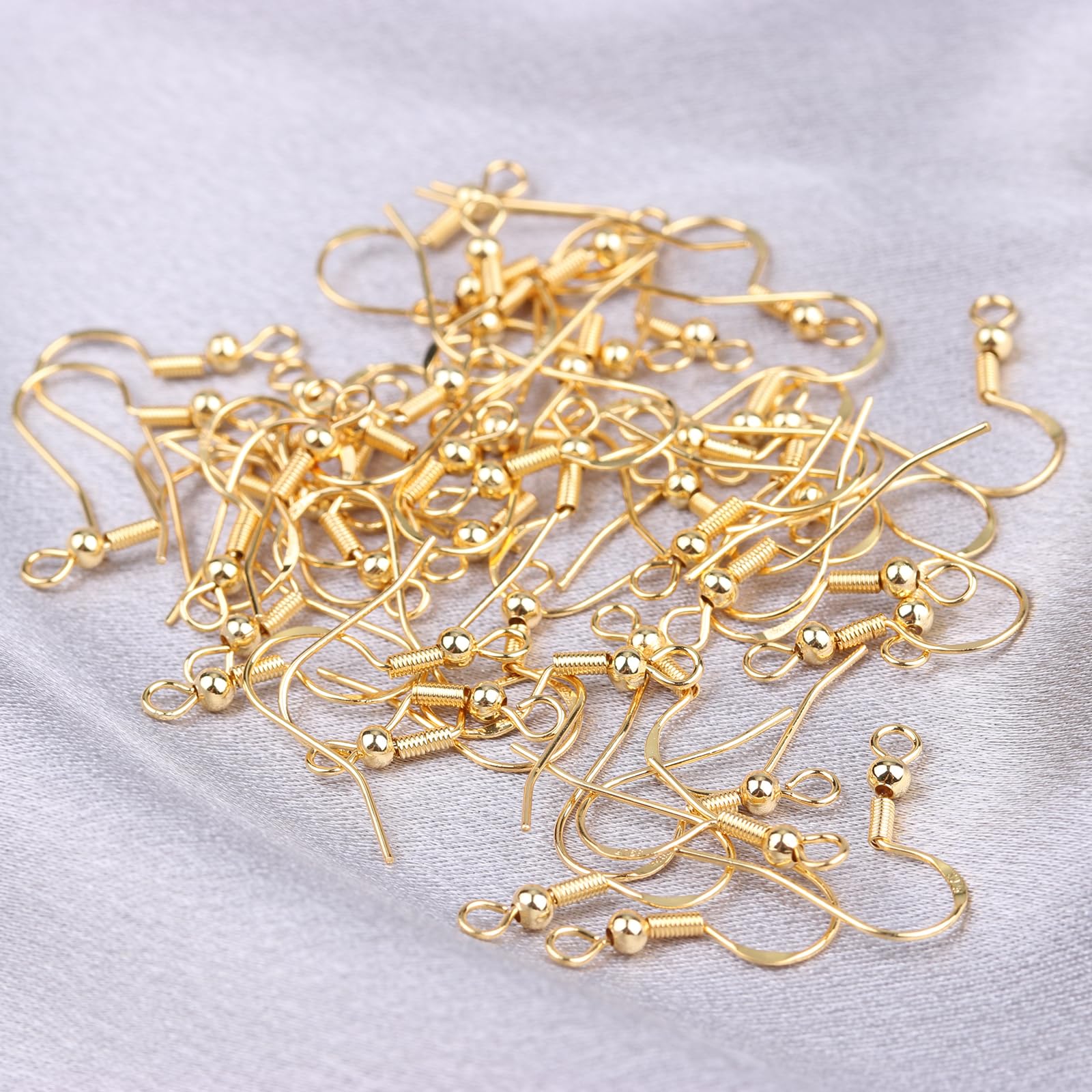 Amazon.com: 14K Gold Earring Hooks 50 PCS - Hypoallergenic Jewelry Making  Supplies with Fish Hook, Ear Wires, Findings, and Hardware for DIY