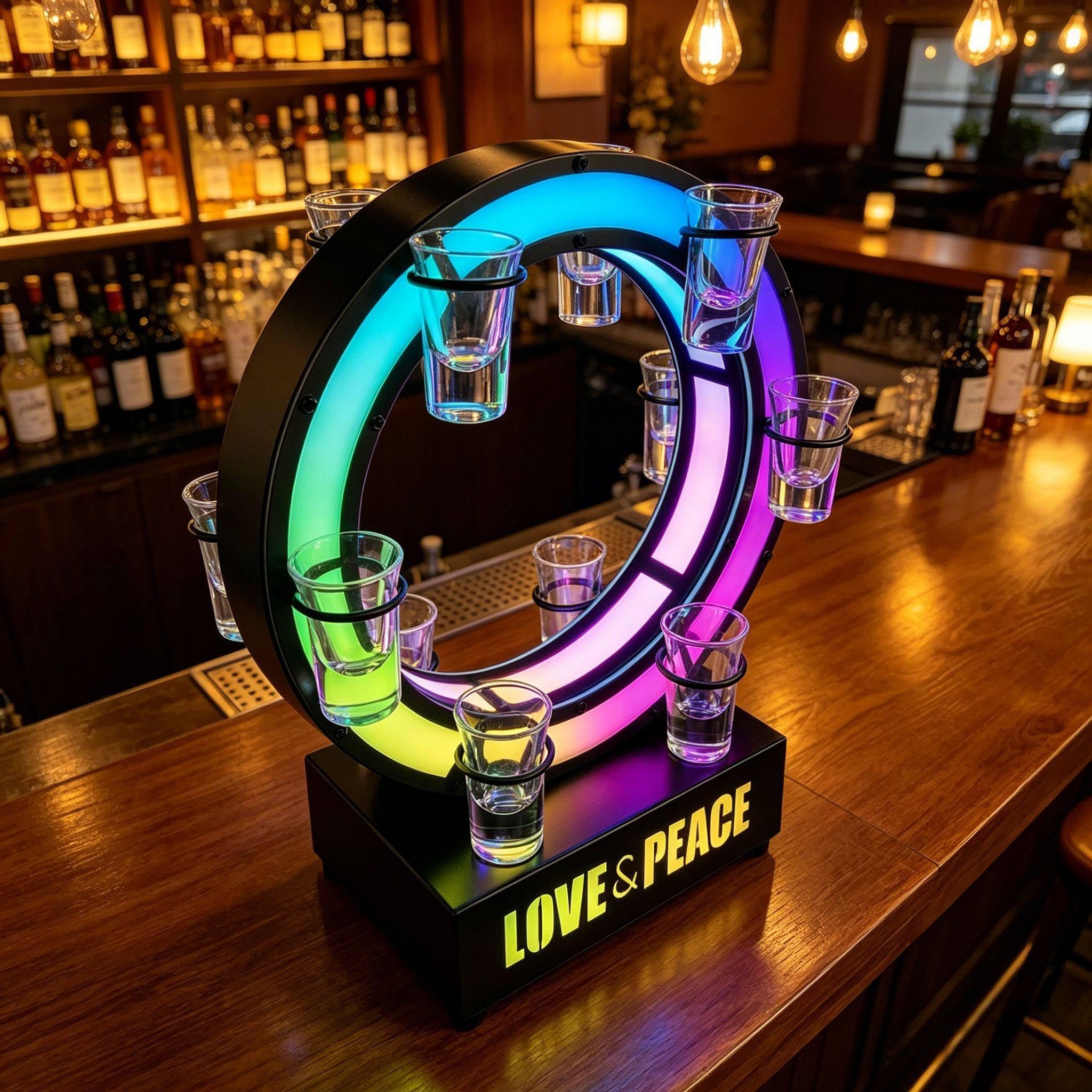 richigblosmum New LED Shot Glass Rack, Multi-Tier Bar Display, Glowing Metal Wine & Champagne Holder, Rechargeable for Party & KTV Table Centerpiece 12holes