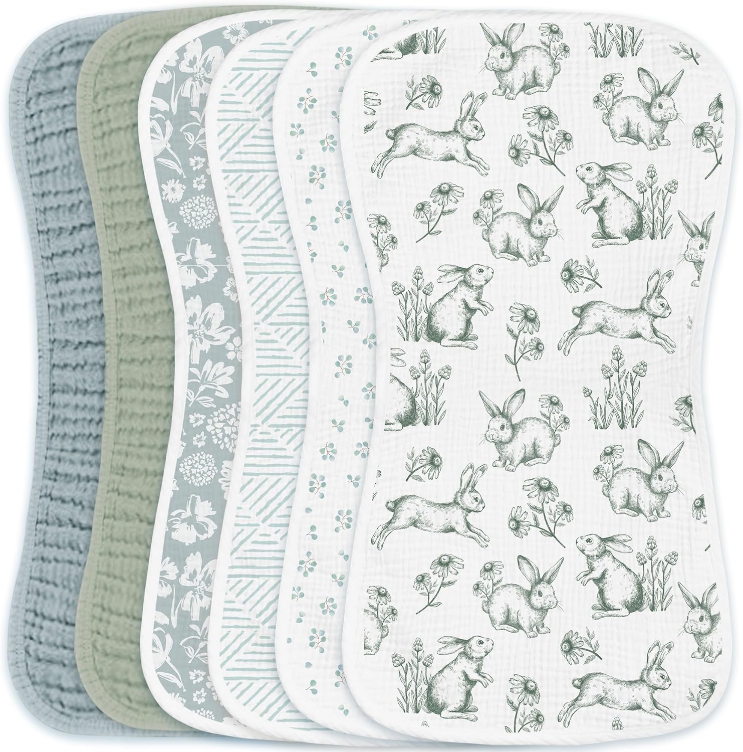 Konssy Muslin Baby Burp Cloths Sets for Unisex 6 Pack