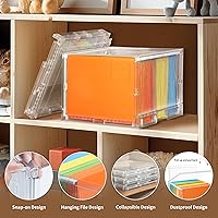 Vista 7 de File Organizer Box with Lid,Hanging Filing Folder Organizer for Document Storage with Plastic Slide, Letter-size File Holder Filing Box for