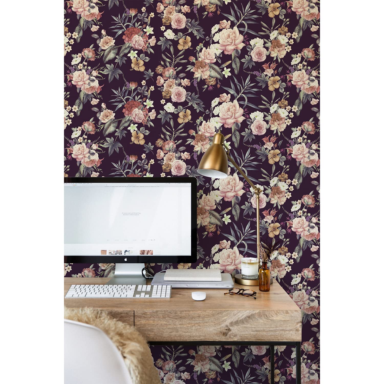 Papier Peint Vintage Floral 250x104cm pour Décoration de Meuble et Mur LatexMuralo