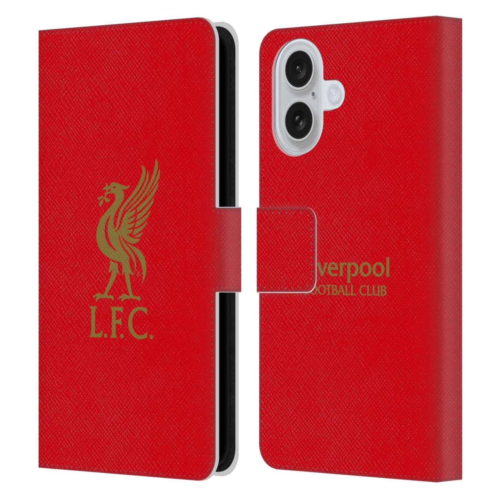 Head Case Designs Officially Licensed Liverpool Football Club Gold Logo On Red Liver Bird Leather Wallet Case Compatible With Apple iPhone 16