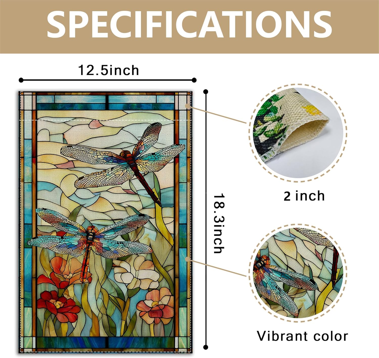 Garden Flags, Dragonfly Garden Flag, Stained Glass Style Dragonfly Floral Flag Double-Sided Flags for Farmhouse Yard Outdoor Decoration-12 x 18inch (Dragonfly) - Image 5