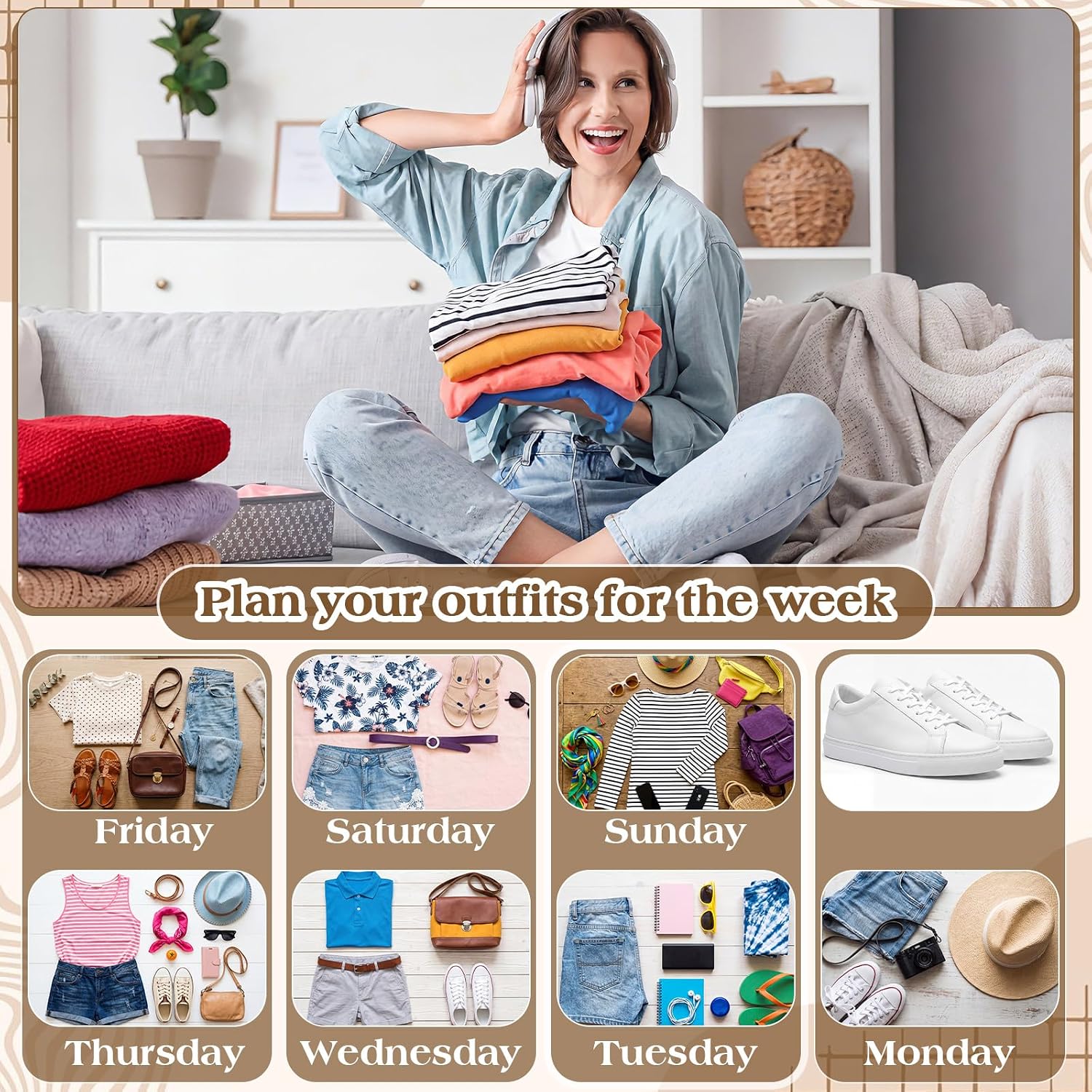 Woanger 7 Pack Packing Cubes for Travel Days of Week Packing Cubes Clear Camping Organizer Storage Bags Handbags for Travel Suitcase