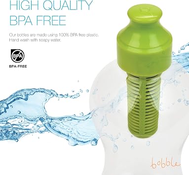 Bobble Classic Water Bottle, Filtered Water, BPA-Free Reusable Bottle, Soft Touch Carry Cap with Replaceable Carbon Filter for Sustainable Water and Hydration 34 oz - 2 Pack (Black)