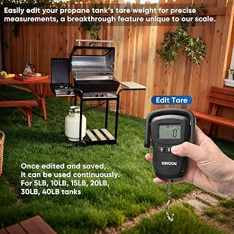 110lb Rechargeable Propane Tank Scale - Precise Weight Measurement for 5LB, 10LB, 15LB, 20LB, 30LB, 40LB Tanks, Large LCD Display, Editable Tare Settings, Multi-Purpose & Durable Design