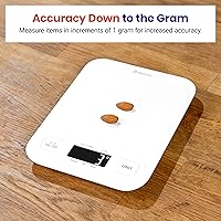 Vista 2 de Etekcity Báscula de cocina para alimentos, báscula mecánica digital, gramos y onzas para pérdida de peso, hornear, cocinar, color blanco