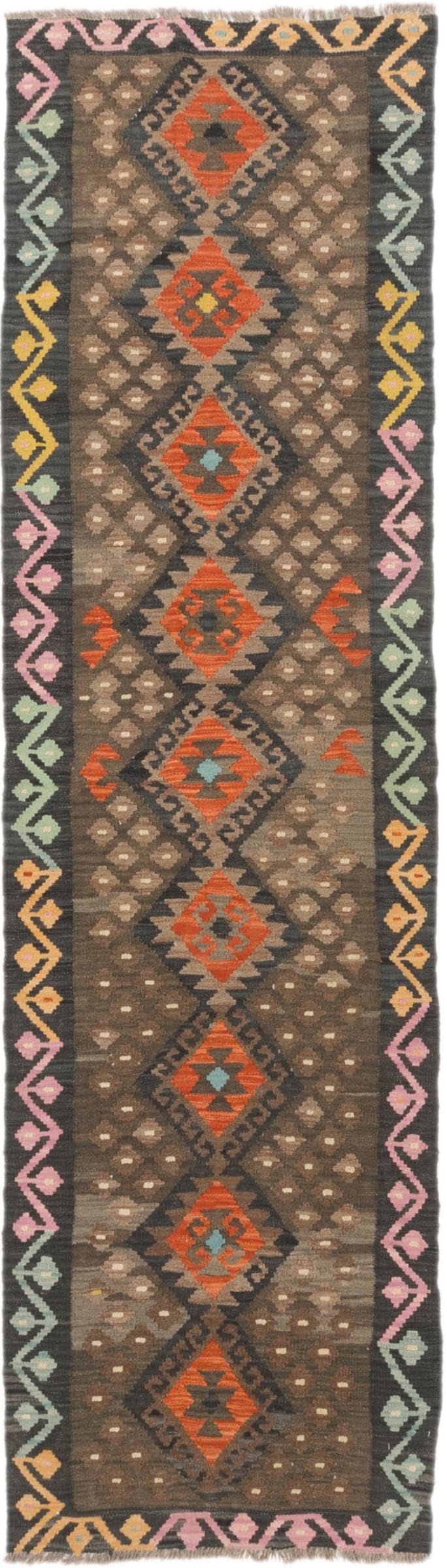 Tapis Kilim Afghan 80x288 anti-usure en laine fait main pour couloir fréquenté