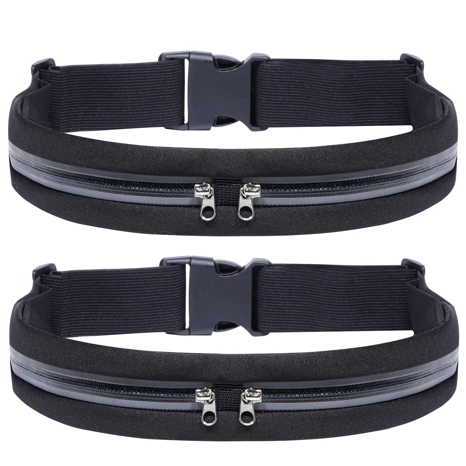 2 Pack Running Belt Fanny Packs for women and men,Belt Bag for Hiking Cycling Workout,Reflective Fanny Packs for Men Runners Belt Compatible with