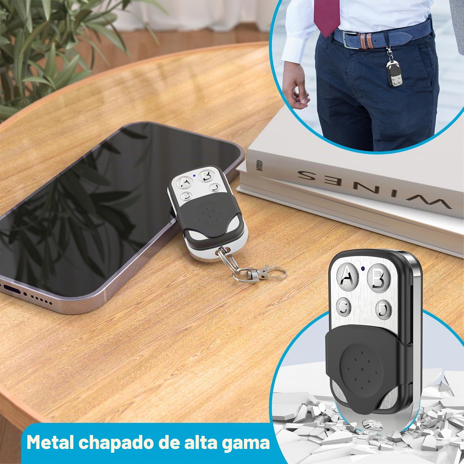 3Pcs Mando Garaje Universal 433Mhz, Mando a Distancia Clonador Puerta Garaje Codigo Fijo, Duplicador de Mandos de Garaje, Control Remoto Inalámbrico Automático para Puerta de Garaje