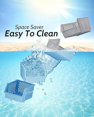 Miniatura 7 de Skywin Contenedores de almacenamiento apilables de plástico para despensa, contenedores apilables para organizar alimentos, cocina y baño (gris